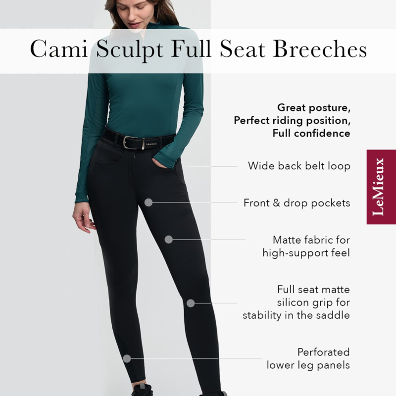 LeMieux Cami Sculpt Full Seat Breeches in Black-4